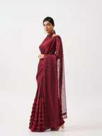 Tikhi Imli Maroon Woven Design Saree | Grocsy