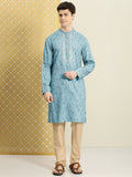 House of Pataudi Jashn Zari Work Sequined Detail Floral Embroidered Kurta | Grocsy