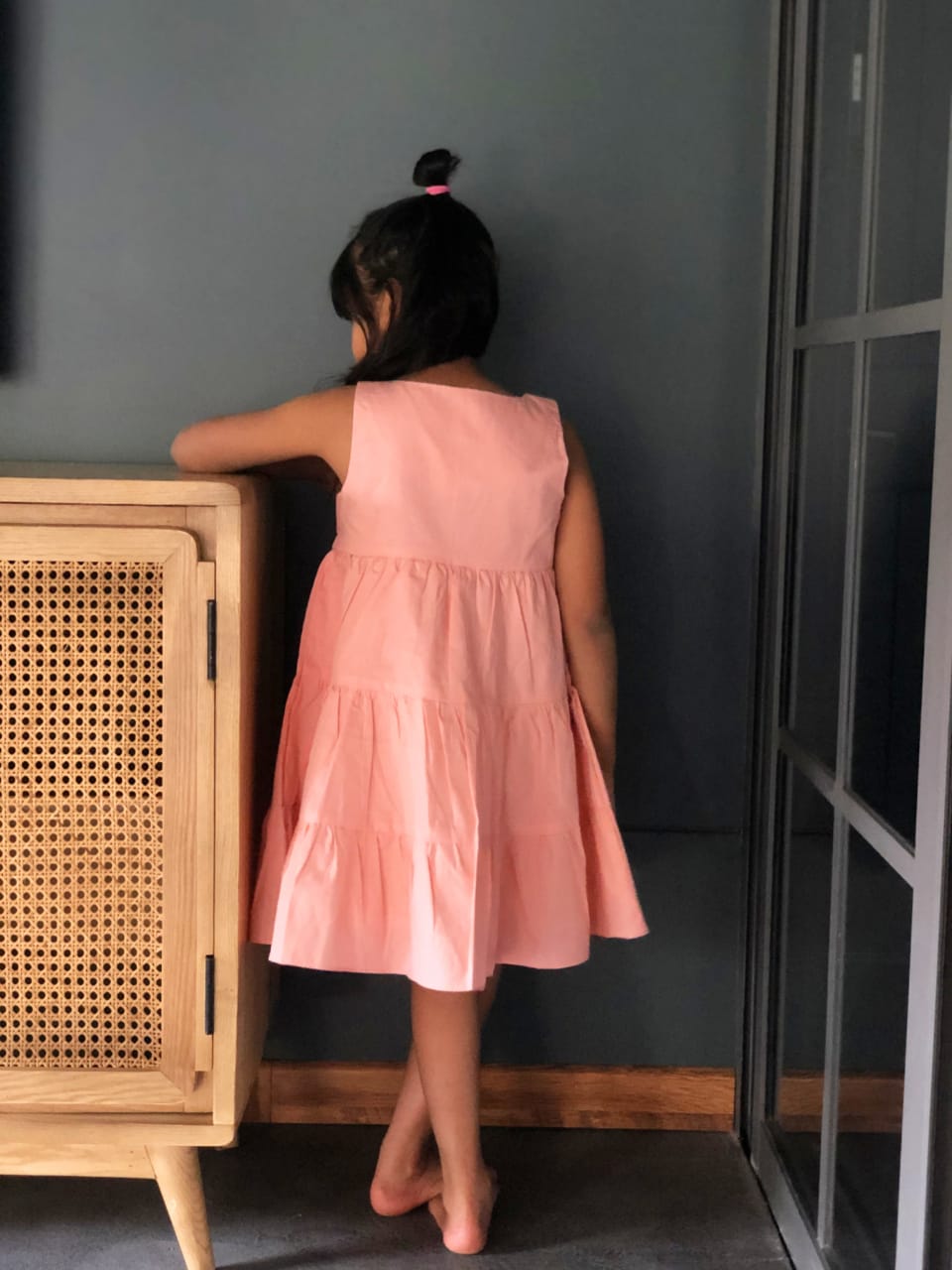 ArthLife Peach Flower Embroidered Tiered Dress | Grocsy