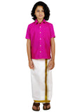 Sethukrishna Boys Pink Shirt With Dhoti | Grocsy