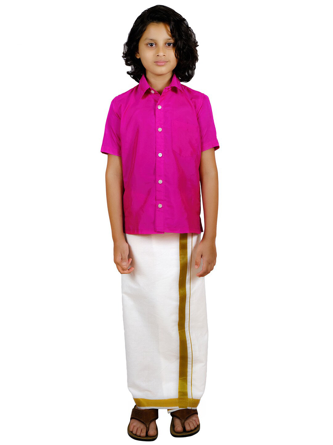 Sethukrishna Boys Pink Shirt With Dhoti | Grocsy