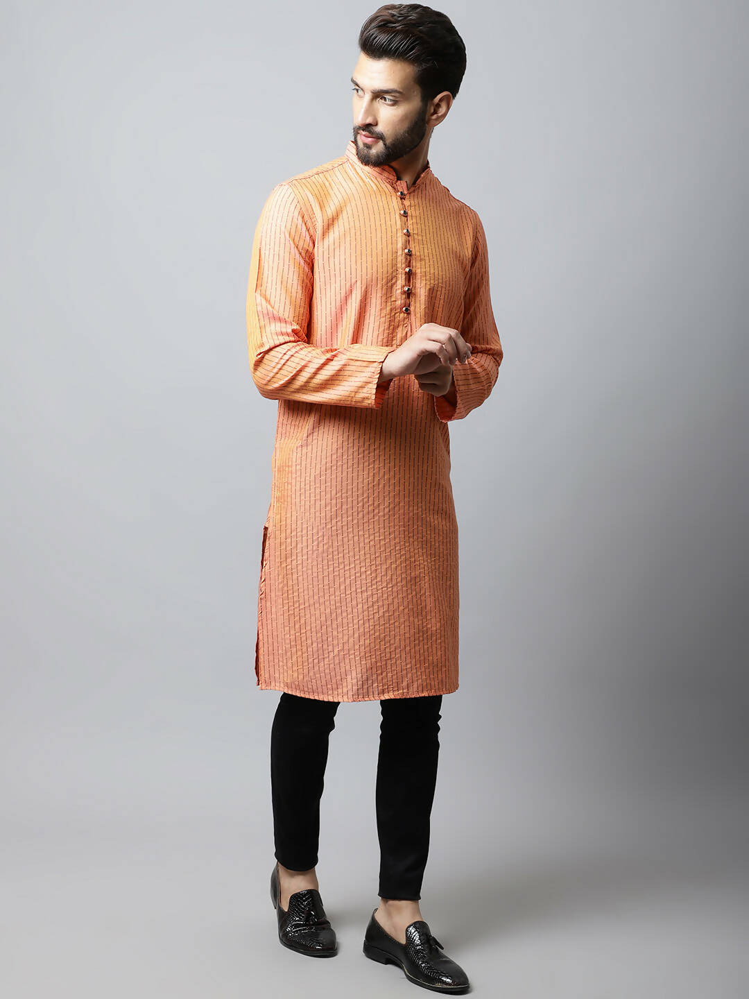 Even Apparels Red Color Pure Cotton Men's Kurta With Side Placket (STR1199) | Grocsy