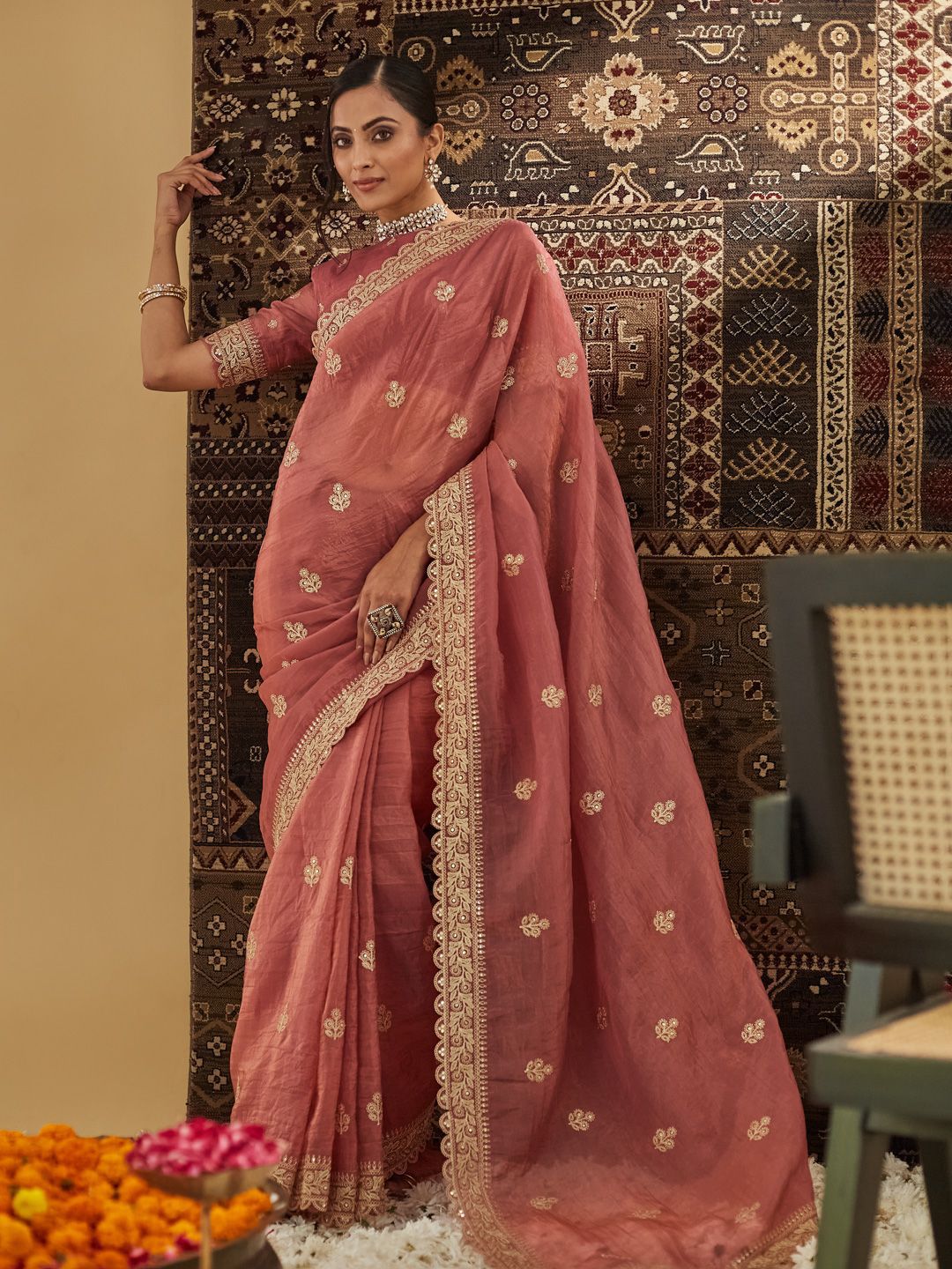 kasee Embellished Zardozi Silk Blend Saree | Grocsy