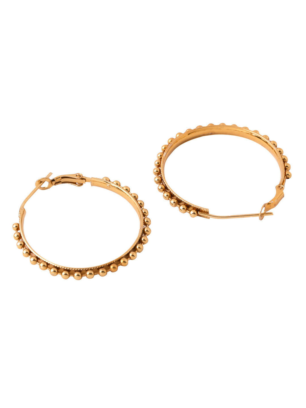 NVR Women Gold Toned Beaded Circular Earrings | Grocsy