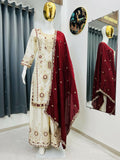 Teeya Creation White Color Chinon Silk Party Wear Trending Palazzo Set | Grocsy