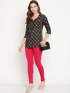 TAG 7 Women Pink Solid Ankle-Length Leggings | Grocsy