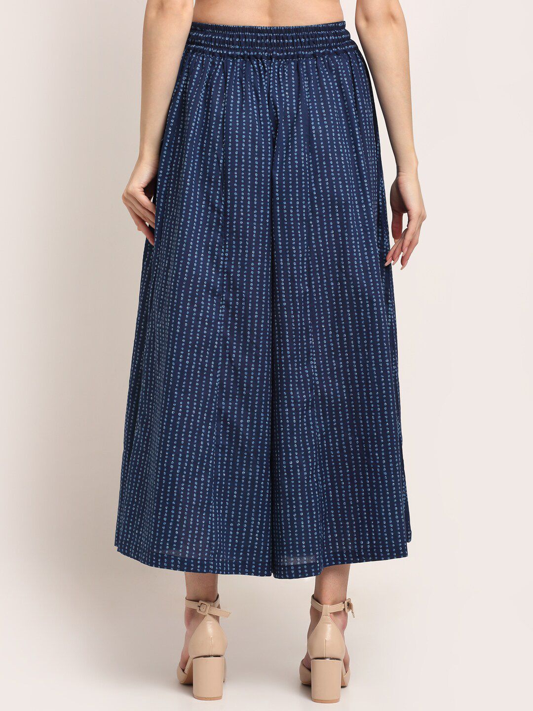TAG 7 Women Cotton Polka Dot Printed Flared Palazzos | Grocsy