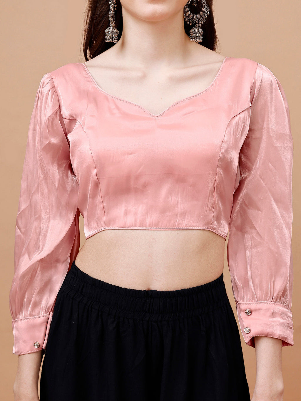 Tikhi Imli Sweetheart Neck Organza Saree Blouse | Grocsy