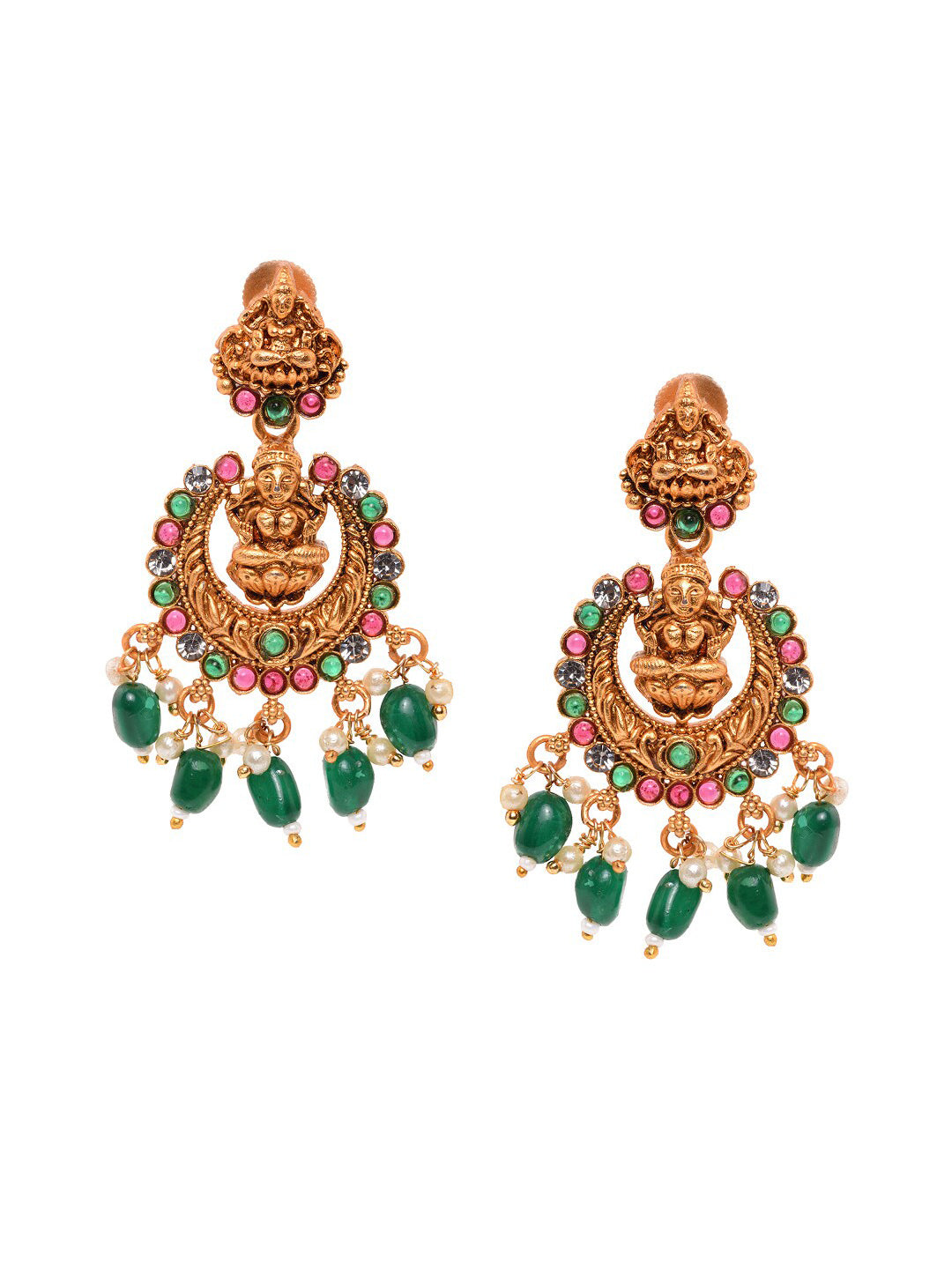 Saraf RS Jewellery Gold-Polished Stone-Studded Jewellery Set | Grocsy