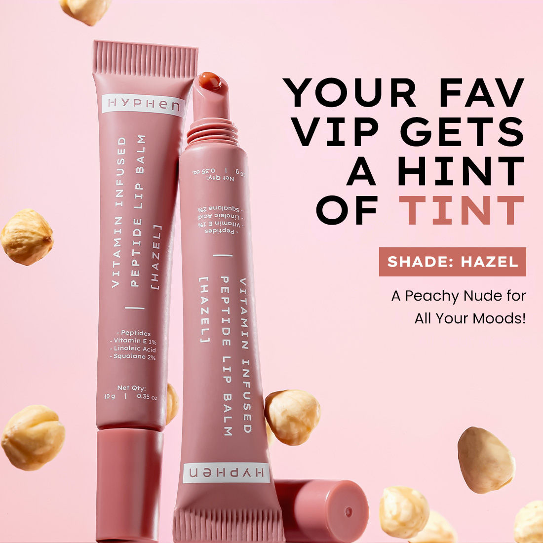 Hyphen By Kriti Sanon Hazel Vitamin Infused Peptide Lip Balm, Hydrate & Moisturize, Smoothen Lips & Repair Moisture Barrier | Grocsy