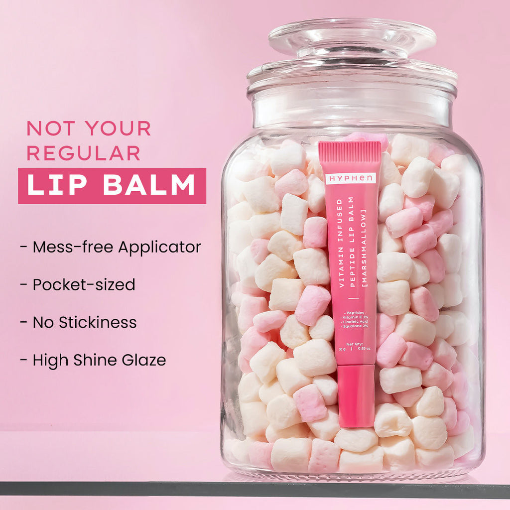 Hyphen By Kriti Sanon Marshmallow Vitamin Infused Peptide Lip Balm, Hydrate & Moisturize, Smoothen Lips & Repair Moisture Barrier | Grocsy