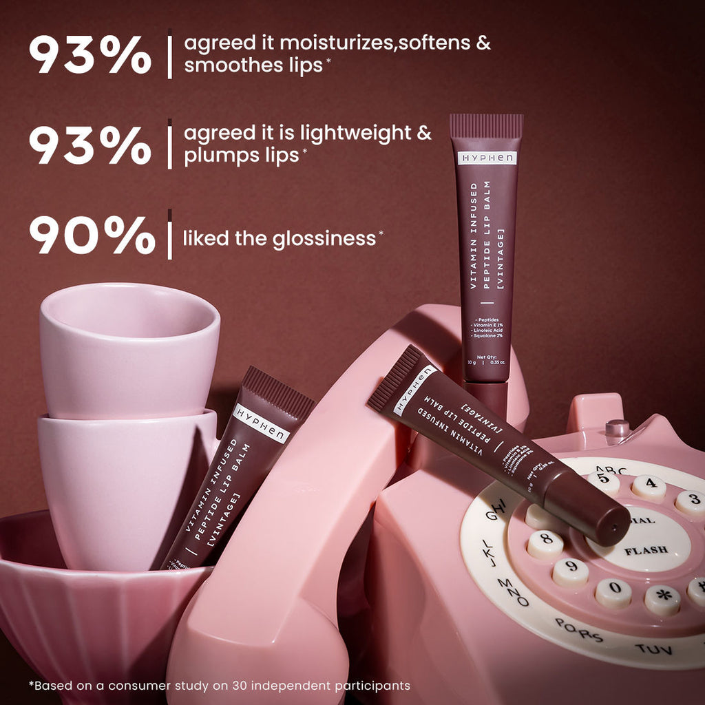 Hyphen By Kriti Sanon Vintage Vitamin Infused Peptide Lip Balm, Hydrate & Moisturize, Smoothen Lips & Repair Moisture Barrier | Grocsy