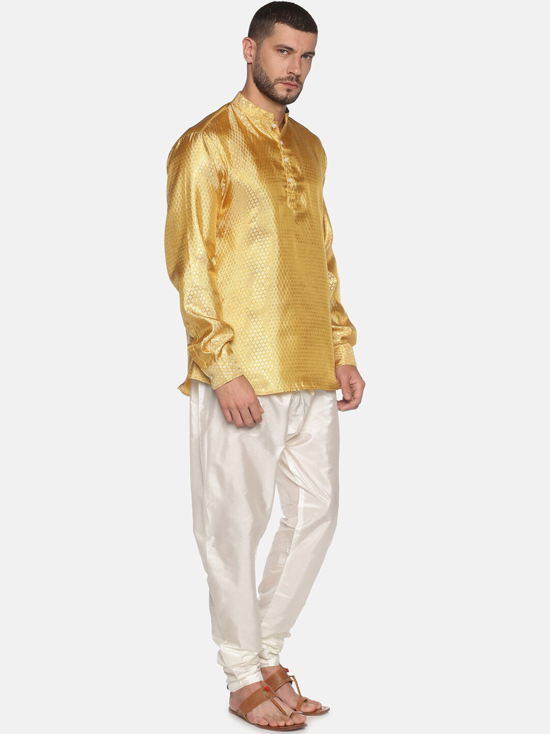 Sethukrishna Gold-Toned Mens Kurta with Pyjamas | Grocsy