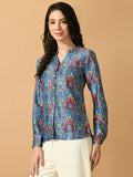 Myshka Women's Multi Satin Printed Smart Shirt | Grocsy