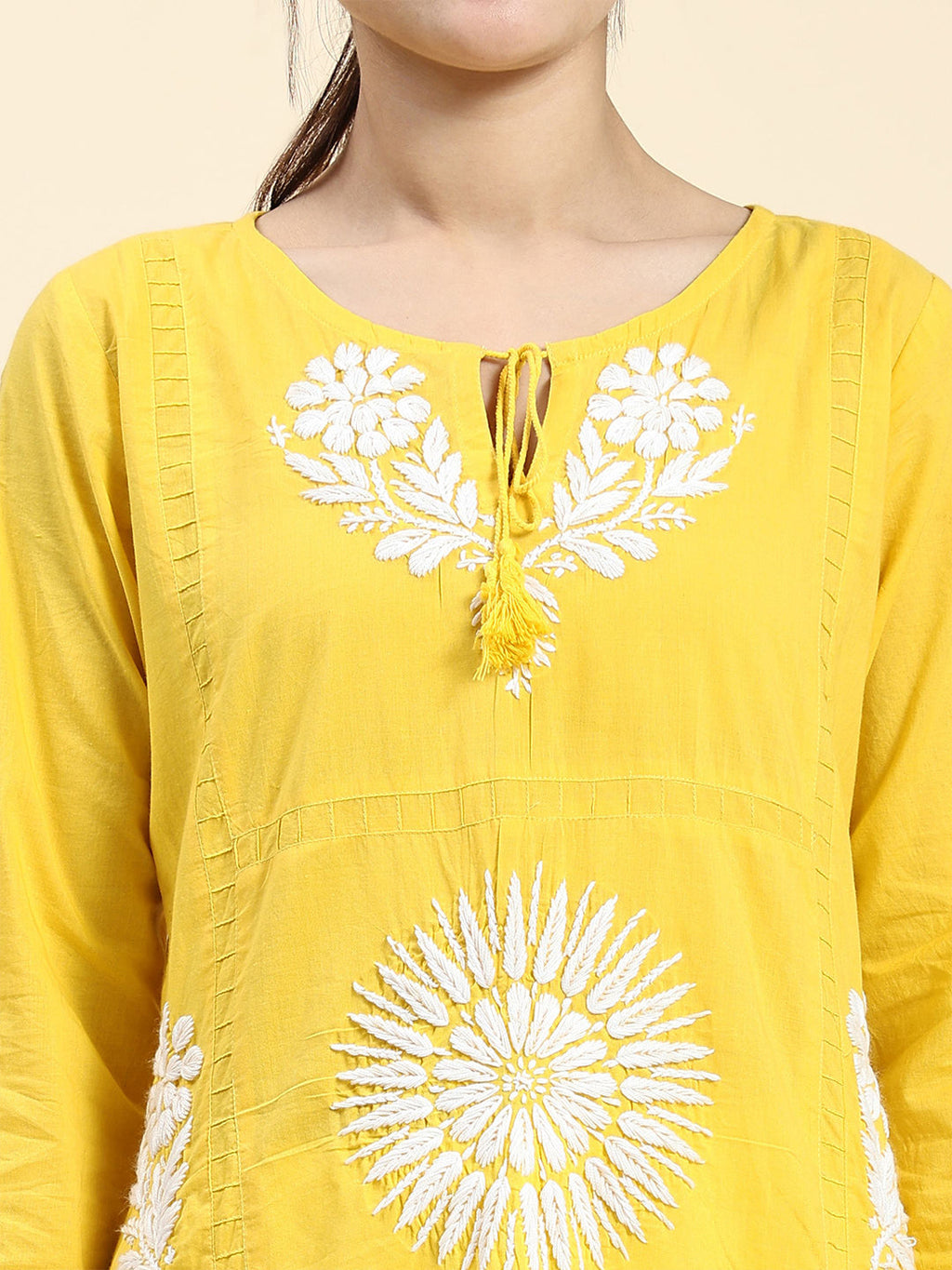 HOUSE OF KARI Embroidered Chikankari Pure Cotton Chikankari Kurta | Grocsy