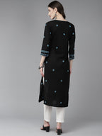 ADA Women Floral Embroidered Cotton Chikankari Kurta | Grocsy