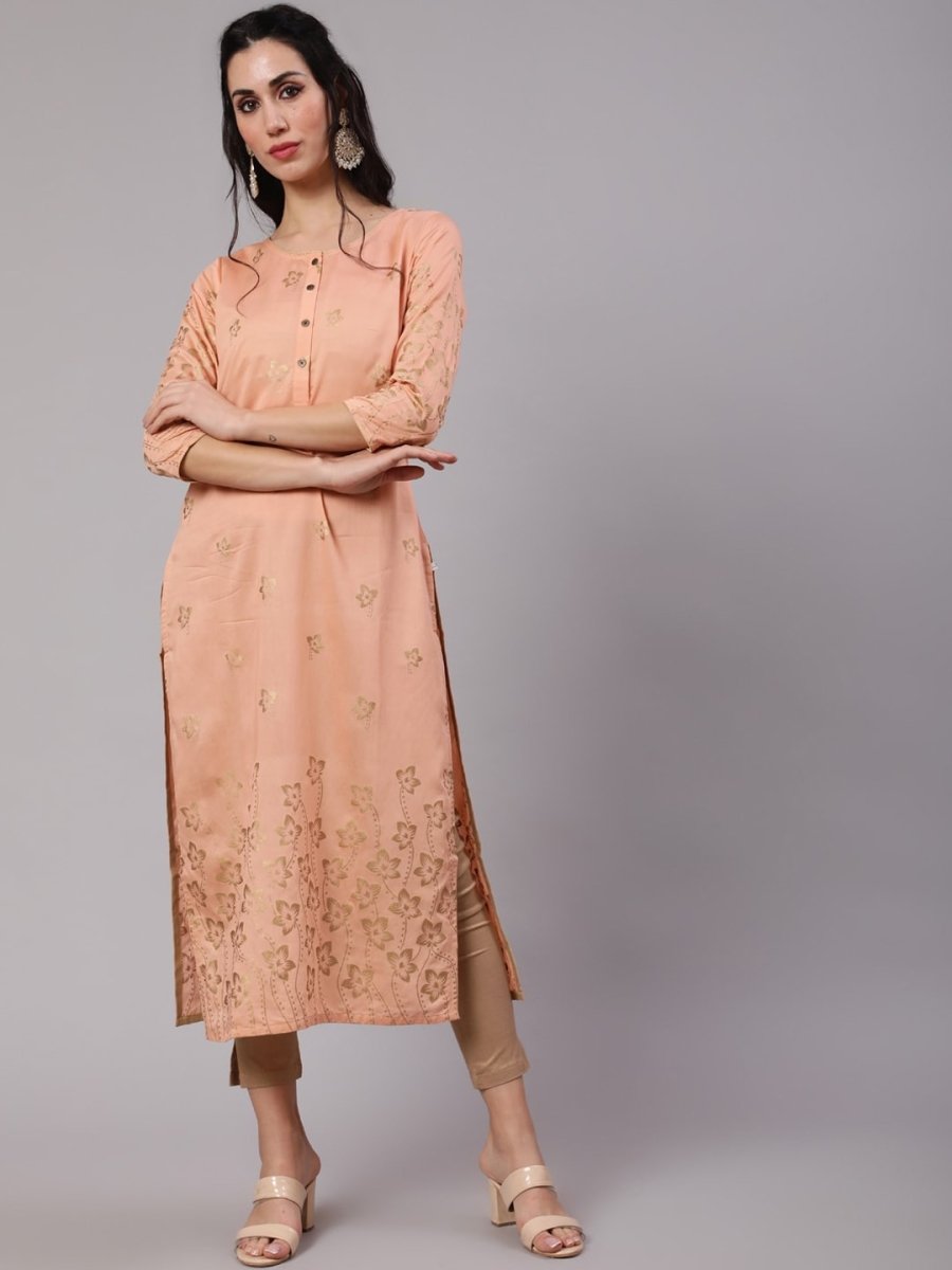 Aks Ethnic Motifs Printed Chanderi Silk Straight Kurta | Grocsy