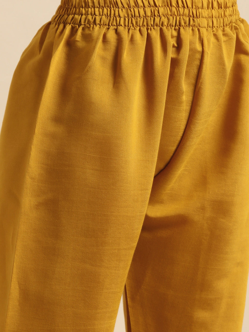 Sangria Women Mustard Yellow & Green Ethnic Motifs Embroidered Cotton Kurta Set | Grocsy