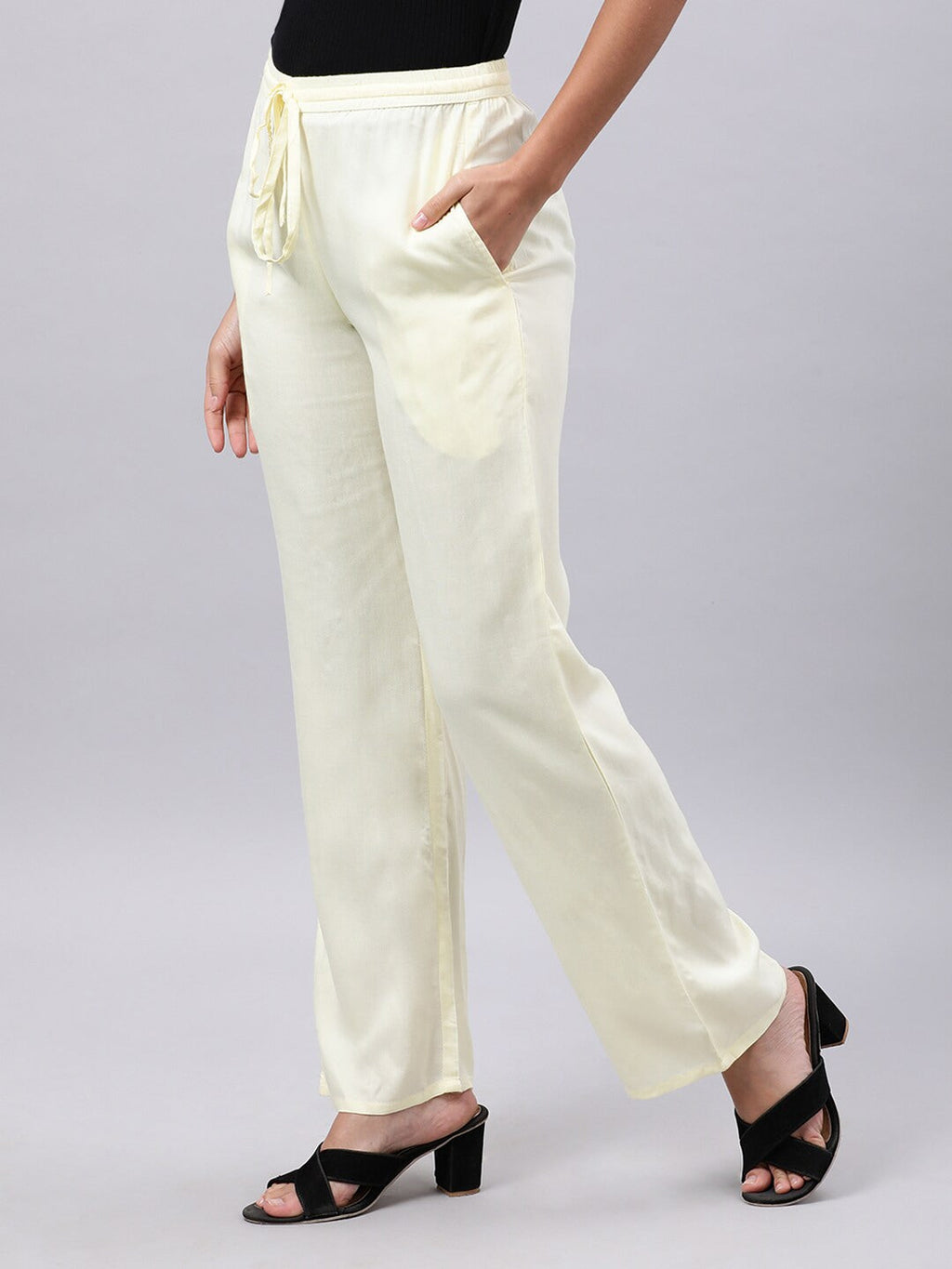 Souchii Cream-Coloured Liva Palazzos | Grocsy