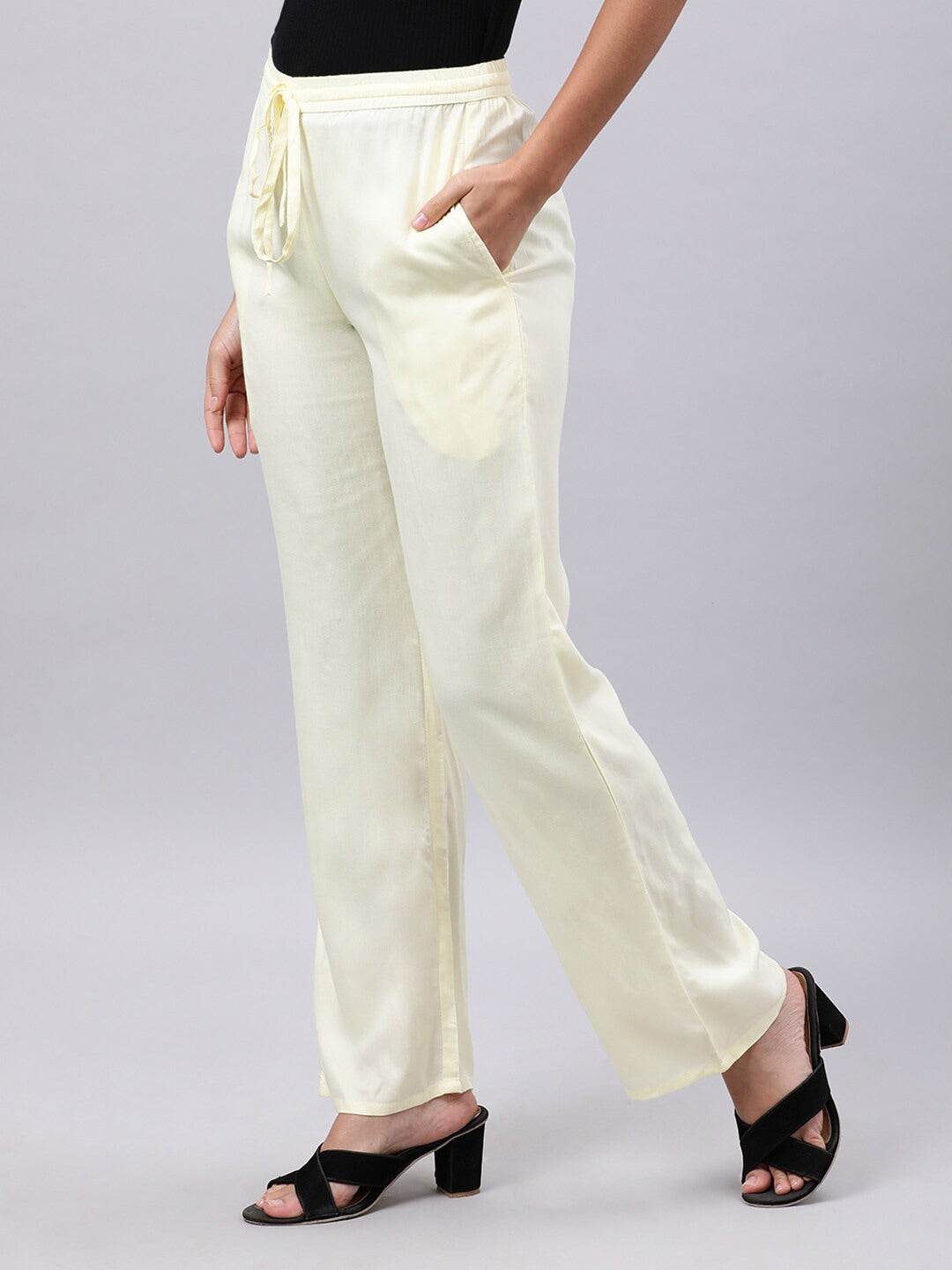 Souchii Cream-Coloured Liva Palazzos | Grocsy