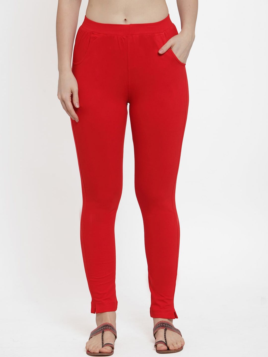 TAG 7 Women Pack Of 2 Solid Ankle-Length Straight-Fit Leggings | Grocsy