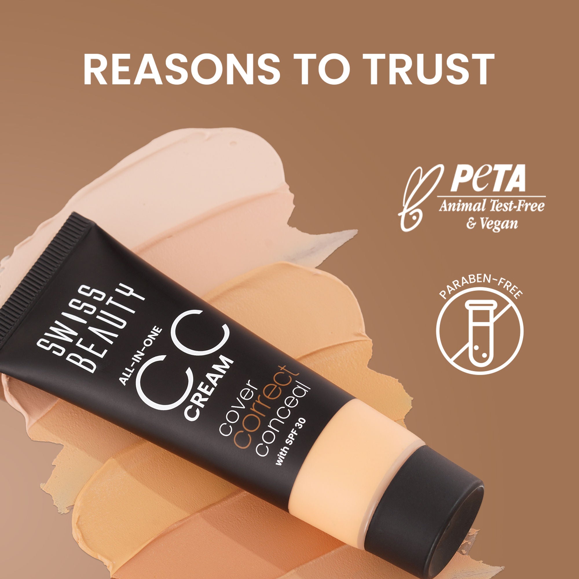 Swiss Beauty All-In-One CC Cream Cover Correct & Conceal - 02 Soft Ivory | Grocsy