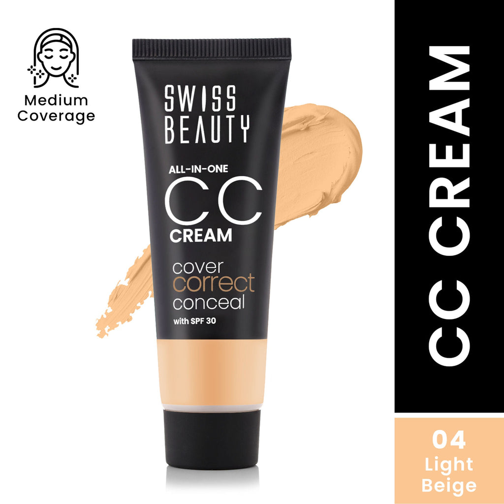 Swiss Beauty All-In-One CC Cream Cover Correct & Conceal - 04 Light Beige | Grocsy