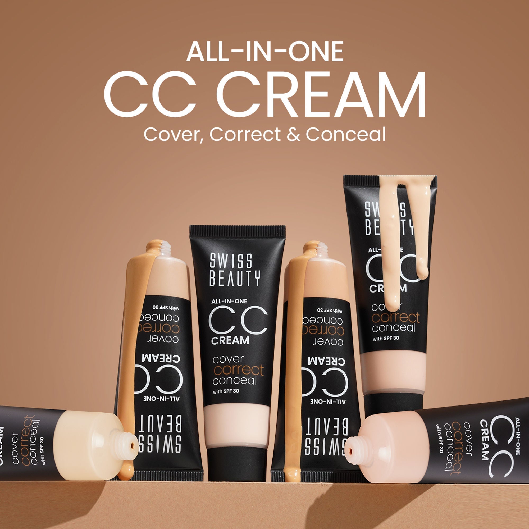Swiss Beauty All-In-One CC Cream Cover Correct & Conceal - 05 Sand Beige | Grocsy