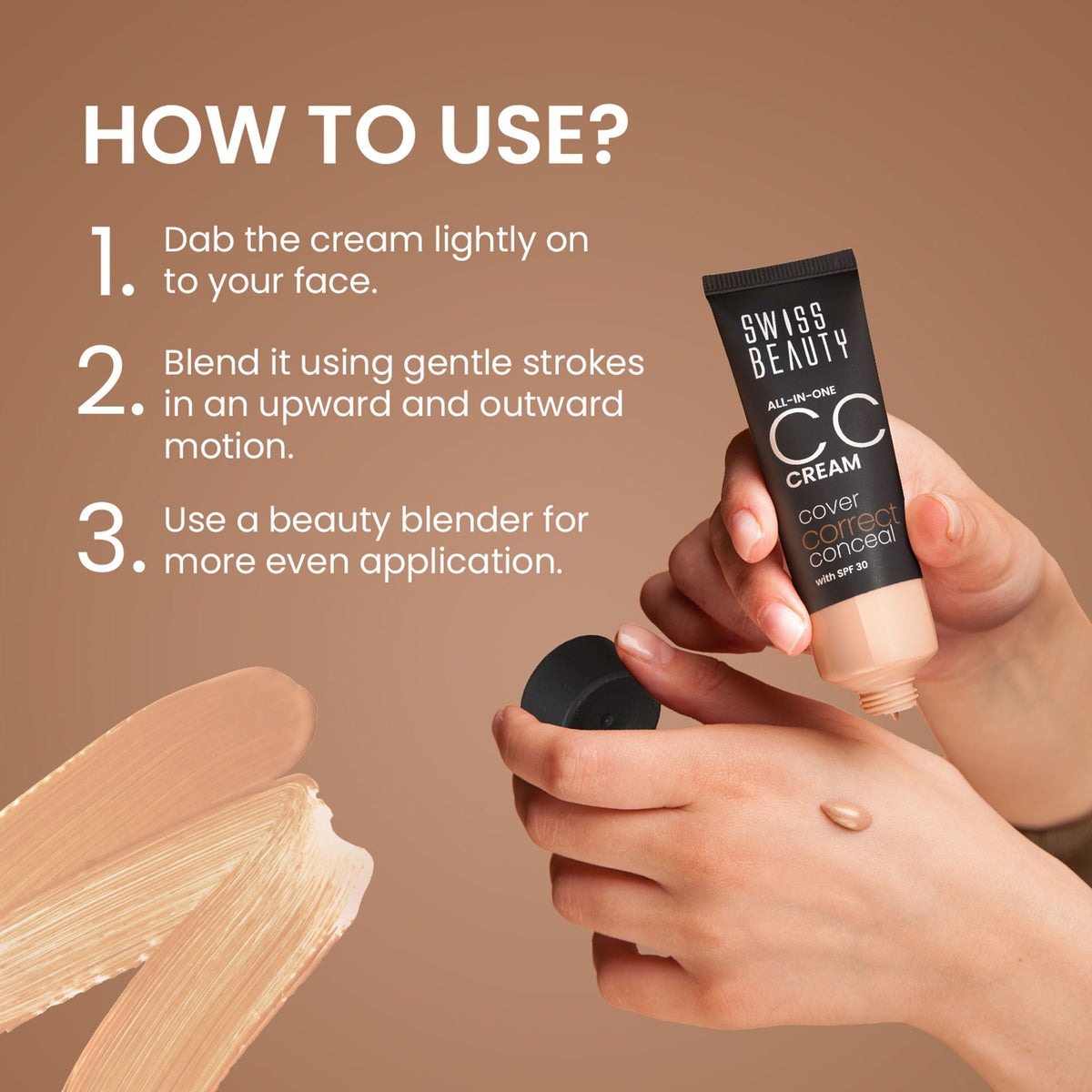 Swiss Beauty All-In-One CC Cream Cover Correct & Conceal - 05 Sand Beige | Grocsy