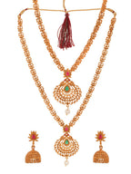 Saraf RS Jewellery Gold-Polished South Indian Imitation Bridal Temple Jewellery Set | Grocsy