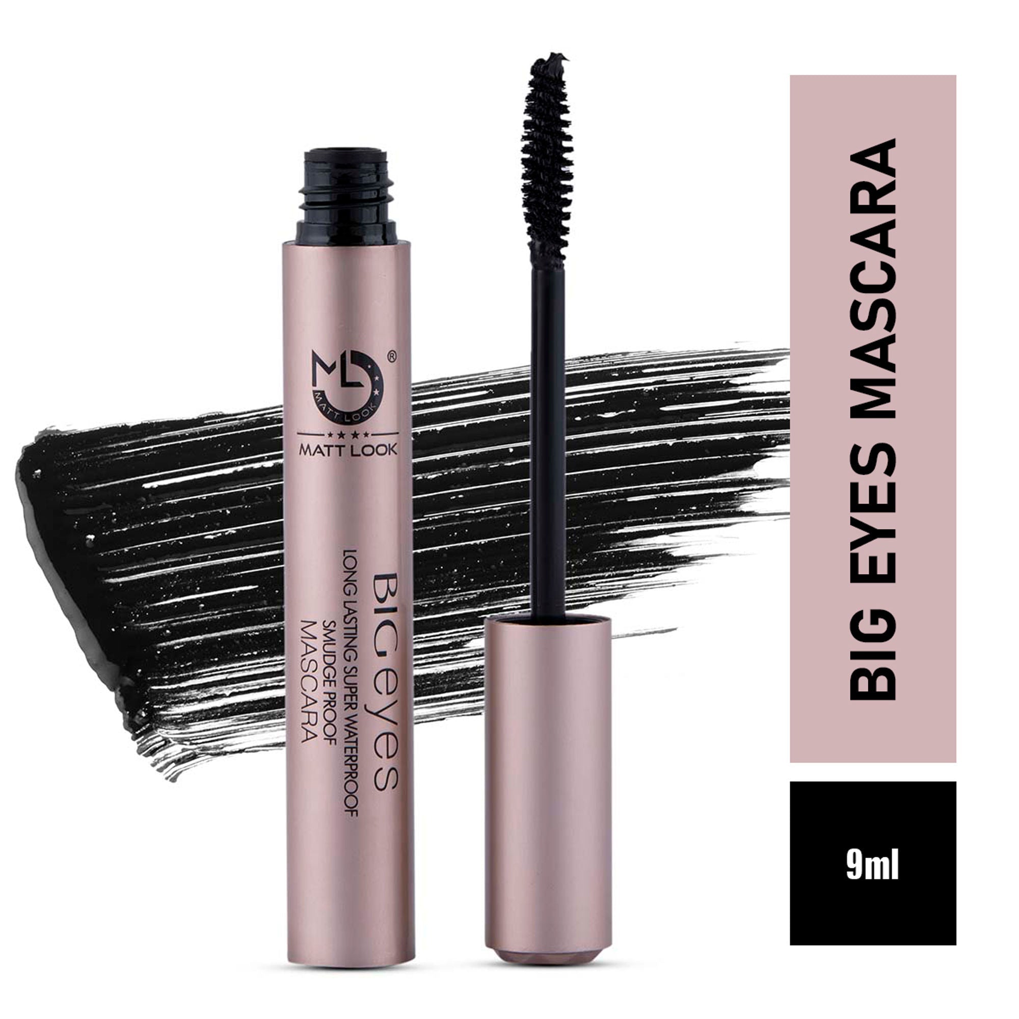 Matt Look Big Eyes Long Lasting Super Waterproof Smudge Proof Mascara - Black | Grocsy