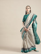 Saree Mall Geometric Silk Blend Saree with Printed border | Grocsy