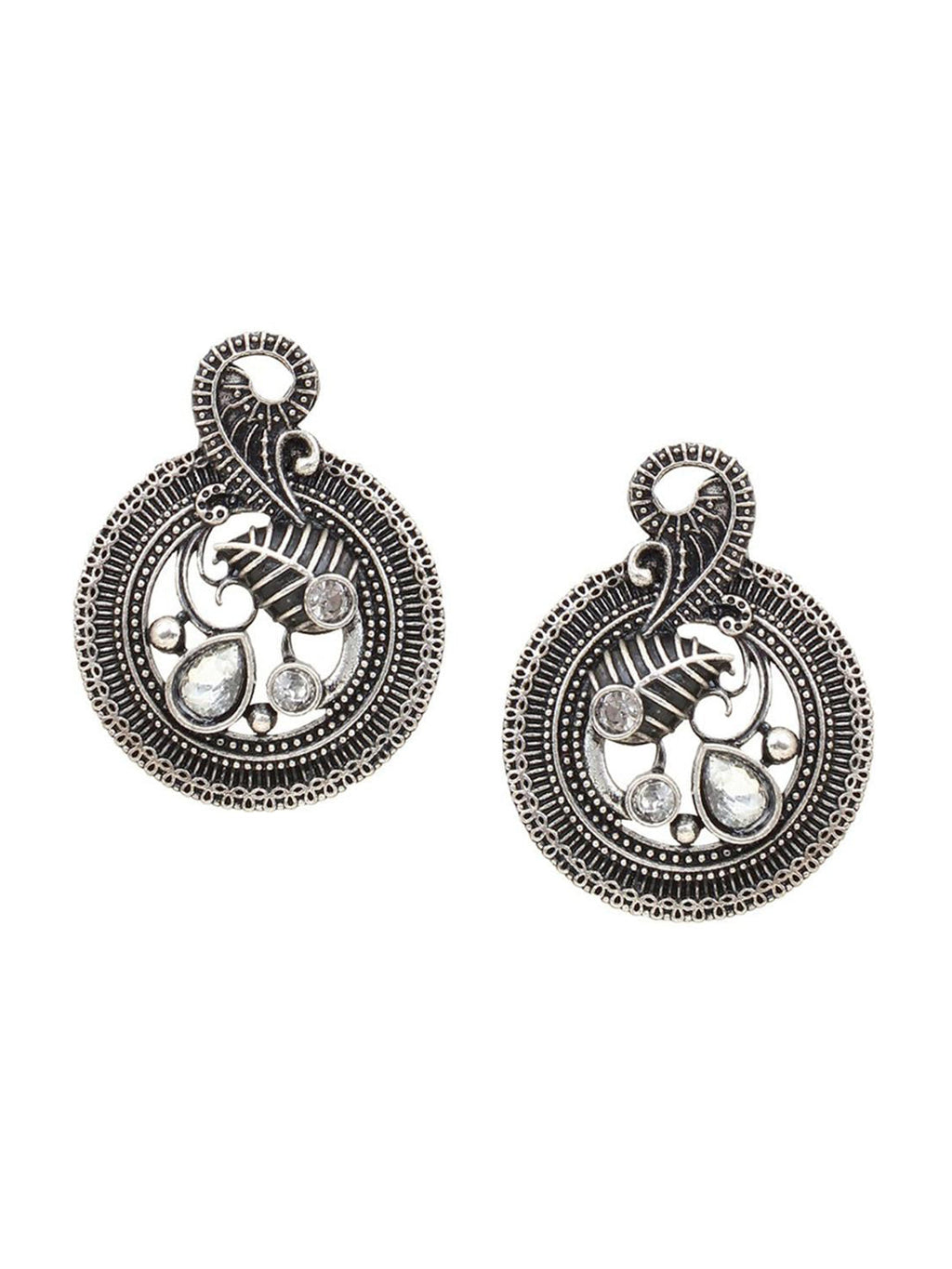 Cardinal Silver-Toned Black Colored Oxidized Choker Jewellery Set | Grocsy