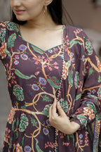 Aayaa Designer Printed Georgette Full Flare Gown With Dupatta - Multi Color | Grocsy
