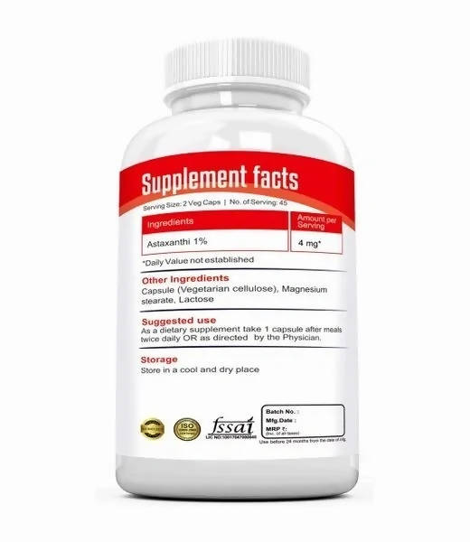 Ramini Bio Nutrition Astaxanthin 4mg Veg Capsules | Grocsy
