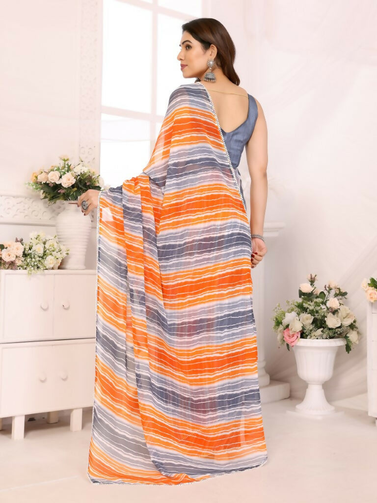 Designer Partywear Multi Georgette Fancy Saree - Satrangi | Grocsy