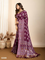 Wine Soft Silk Woven Meenakari Designer Saree - Vedanti | Grocsy