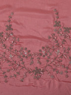 kasee Pink & Green Floral Sequinned Pure Chiffon Saree | Grocsy