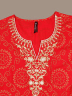 HERE&NOW Bandhani Printed Thread Work Embroidered Anarkali Kurta | Grocsy