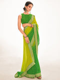 Saree Mall Green & Yellow Ethnic Motifs Embroidered Silk Blend Mangalagiri Sarees | Grocsy