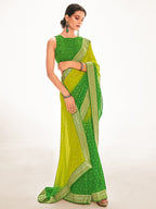 Saree Mall Green & Yellow Ethnic Motifs Embroidered Silk Blend Mangalagiri Sarees | Grocsy