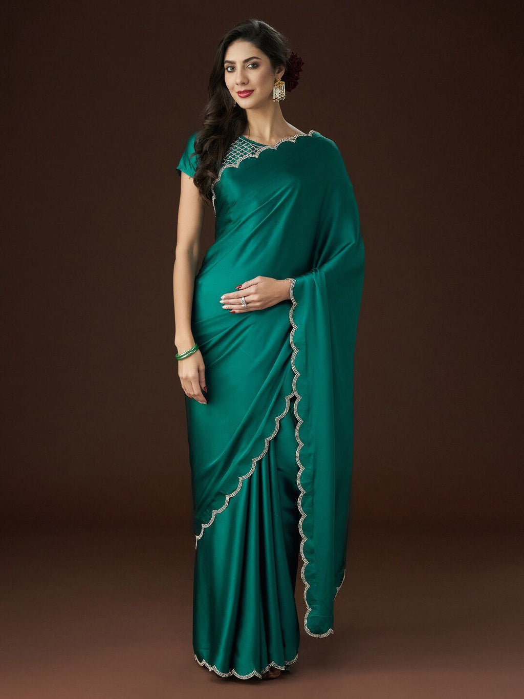 kasee Embellished Satin Saree | Grocsy