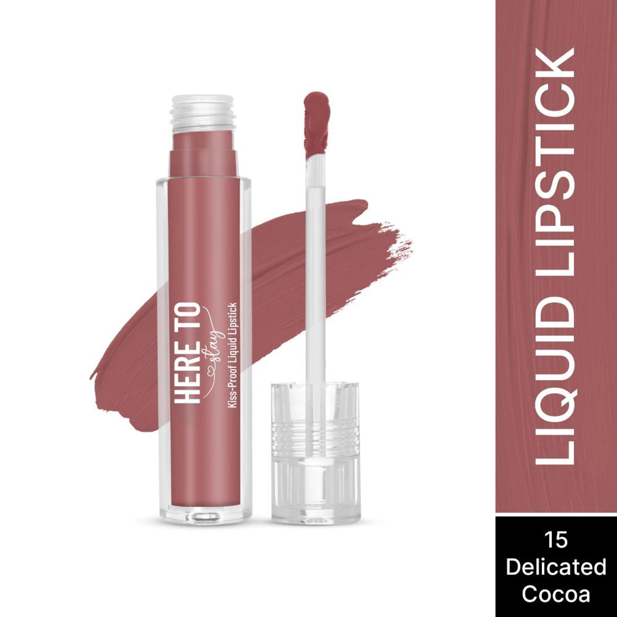 Swiss Beauty Select Here To Stay Kiss Proof Liquid Matte Lipstick With Vitamin E - 15 Delicated Cocoa | Grocsy