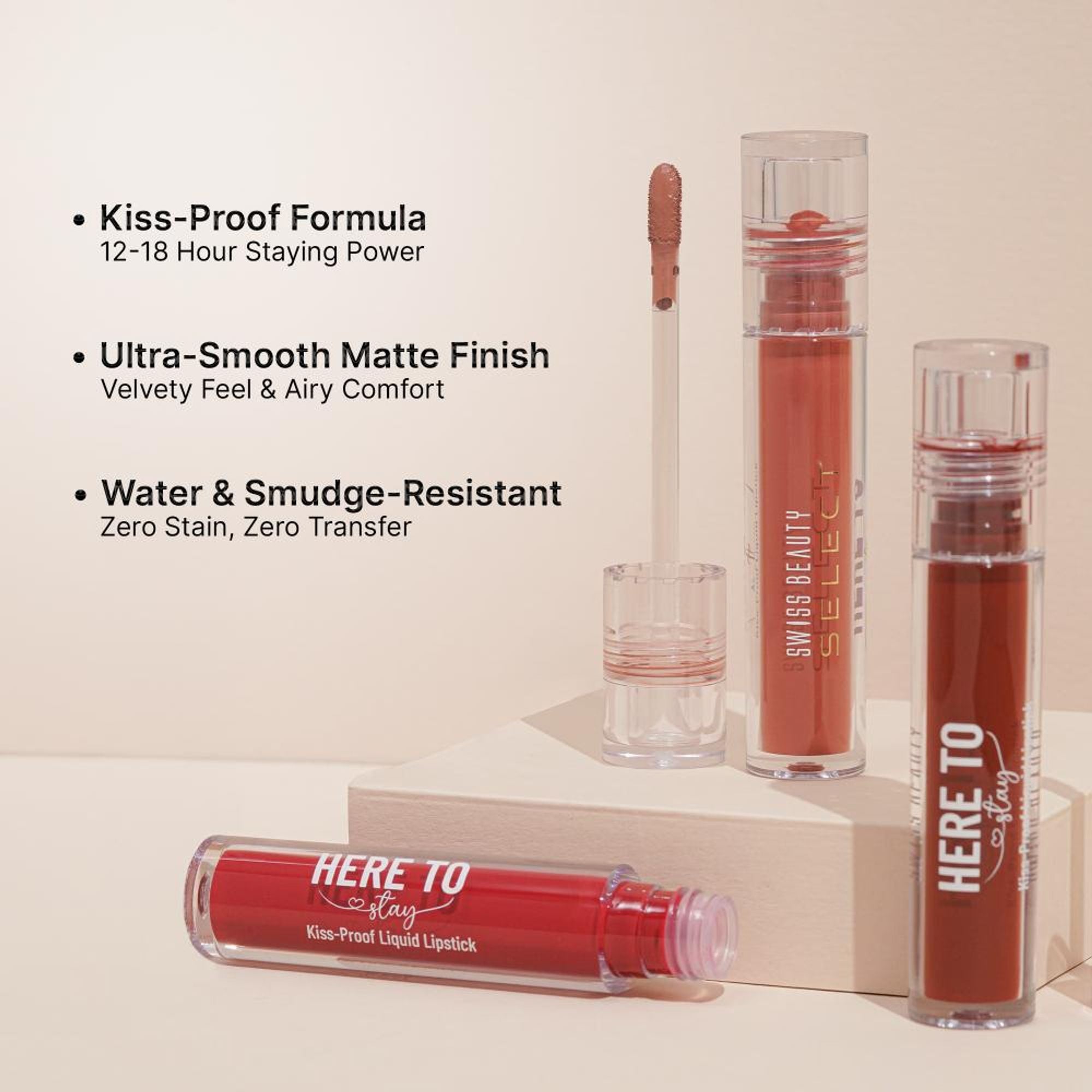 Swiss Beauty Select Here To Stay Kiss Proof Liquid Matte Lipstick With Vitamin E - 18 Molten Mocha | Grocsy