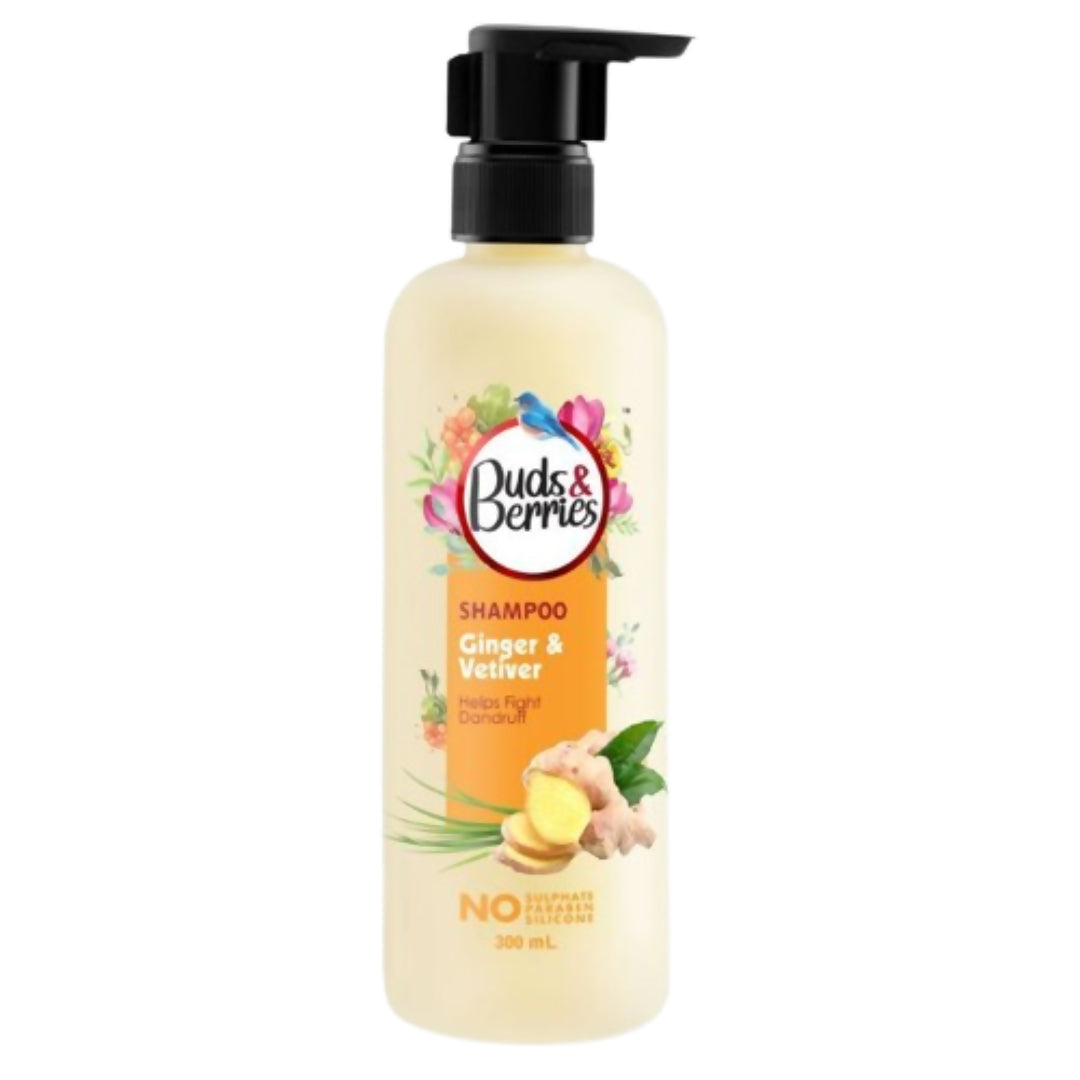 Buds & Berries Ginger & Vetiver Anti Dandruff Shampoo | Grocsy