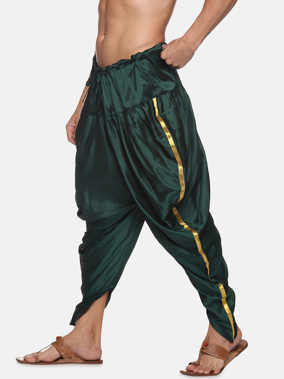 Sethukrishna Men Dark-Green Solid Dhoti Pants | Grocsy