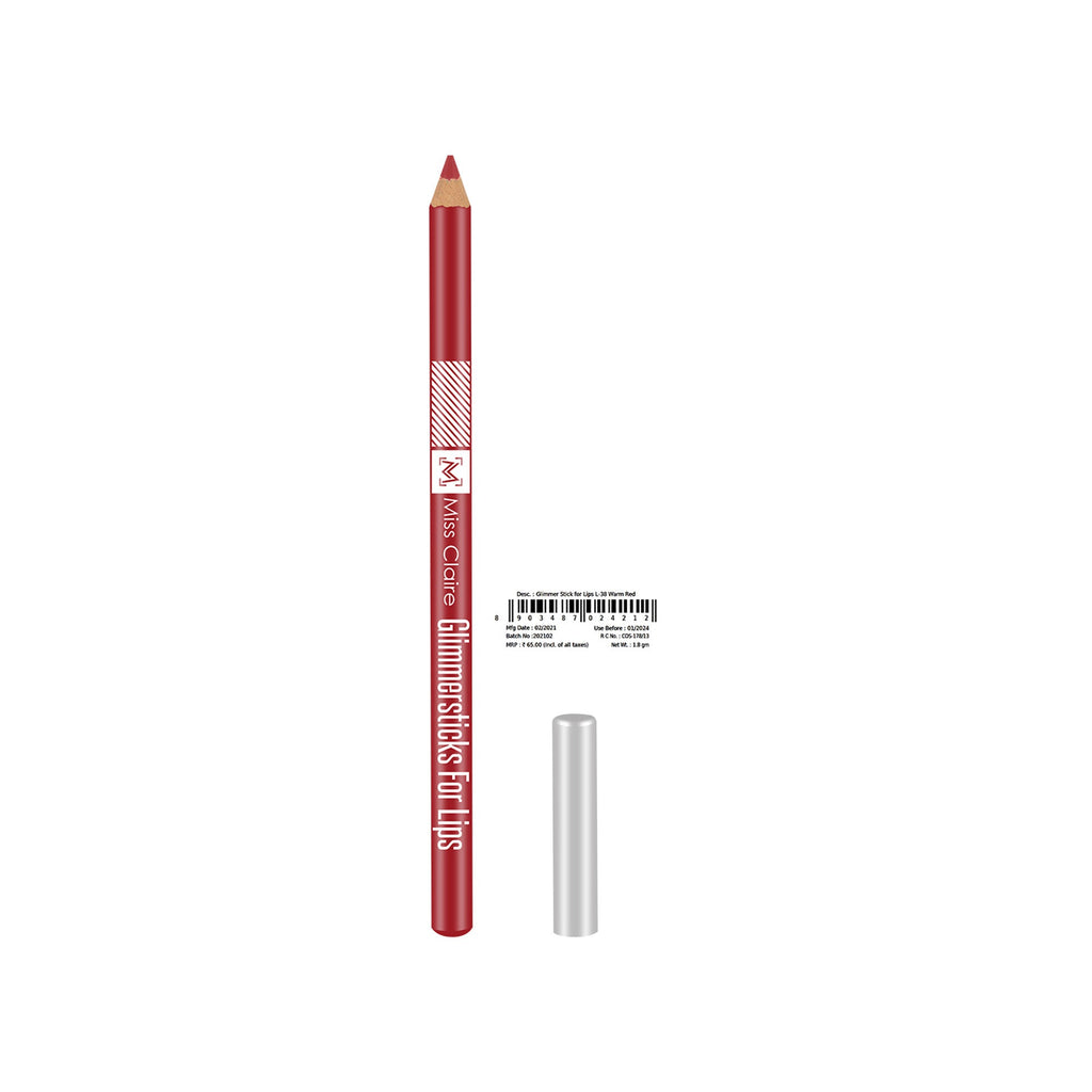 Miss Claire Glimmersticks For Lips - Warm Red L-38 | Grocsy