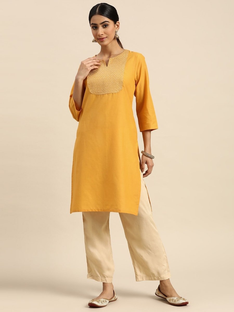 All About You Women Yoke Zari Detail Kurta | Grocsy