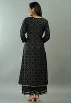 Vamika Black Lace Work Rayon Party And Casual Wear Kurta Set | Grocsy