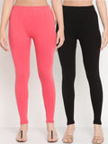 TAG 7 Women Pack Of 2 Solid Ankle-Length Leggings | Grocsy